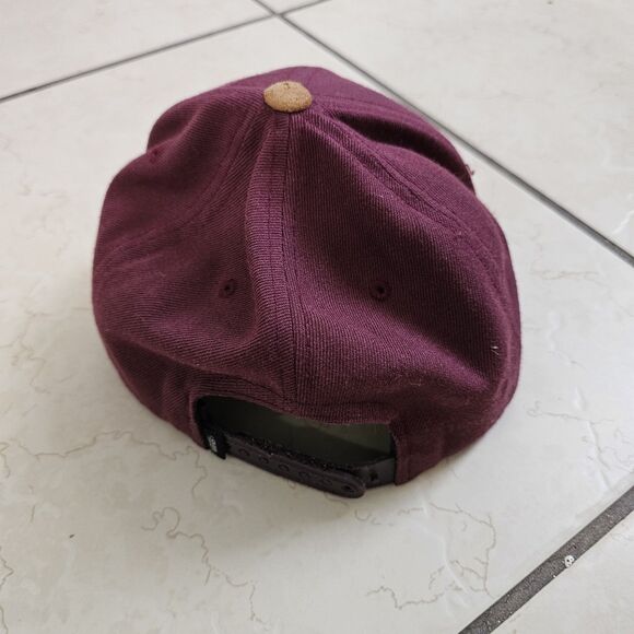 VANS Baseball Cap Suede Bill Brown And Maroon Snapback Adjustable Logo Text - Picture 4 of 8